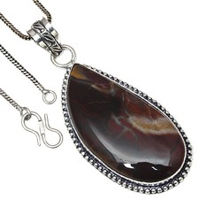 Pendant Designer Jasper Gemstone Valentine'Day Ethnic Silver Jewelry 2.5