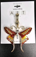 WEARABLE ART BY ROMAN NWT NEW Butterfly Gold Tone Statement Pendant Jewelry