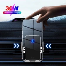 30W Wireless Car Charger Phone Holder Air Vent Mount For iPhone 16e Samsung S25+