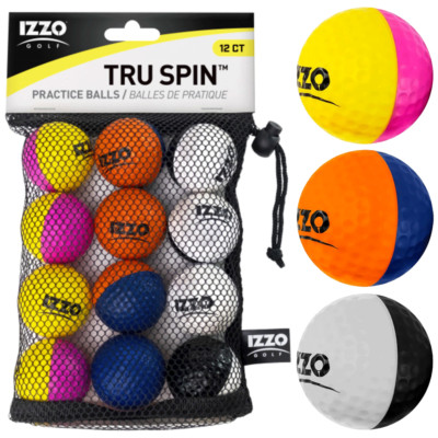 IZZO TRU-SPIN VISUELLE AUSRICHTUNG 30 % DISTANZ GOLF ÜBUNGSBÄLLE X 12ER PACK