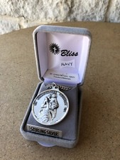 St. Christopher Pray Protect Us Medal & Chain 24” Sterling US NAVY military meda
