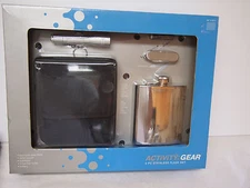 activity gear Stainless Steel Flask and KNIFE FLASHLIGHT Gift Set New