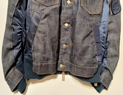 美品sacai × APC BLOUSON EIMI denim jaket A.P.C x Sacai Eimi Denim Khaki Jacket S | EverJax