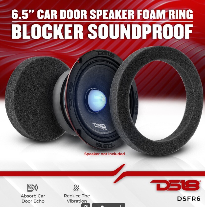 6.5" Car Door Speaker Foam Rings Blocker Soundproof Pair Car Audio DS18