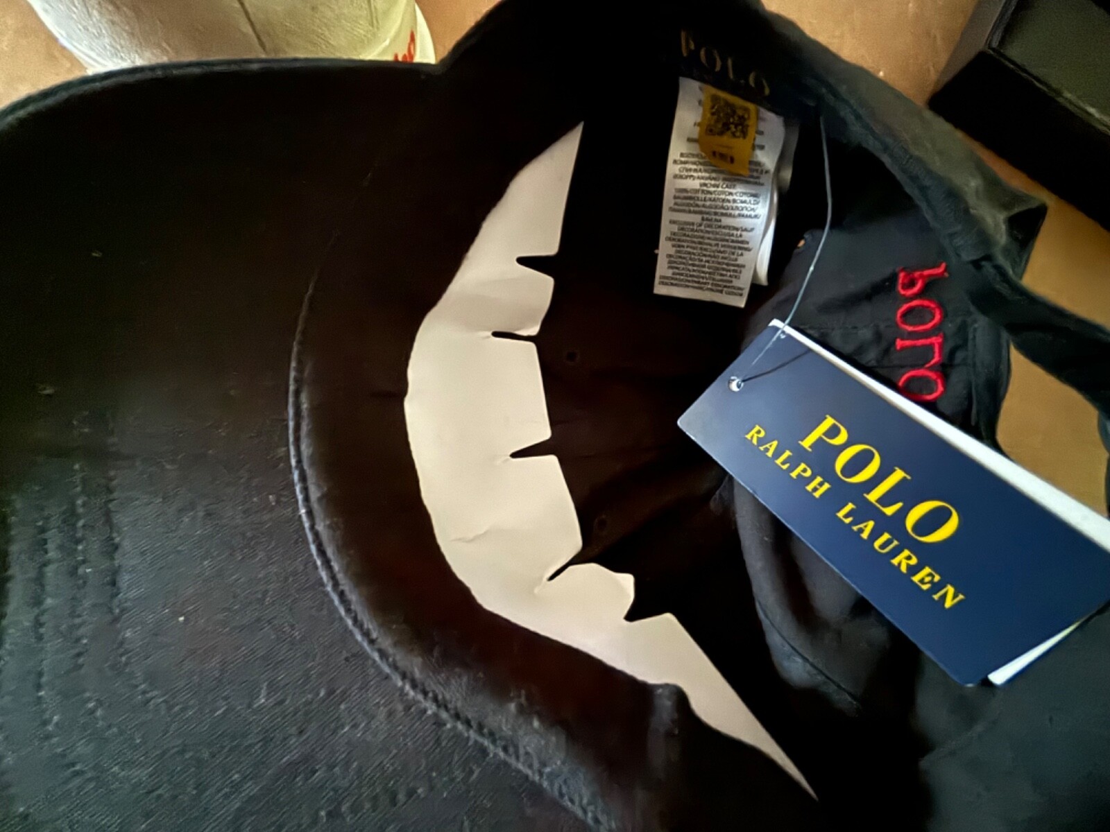 Polo Ralph Lauren cotone uomo chino ball cap one nero con pony rosso taglia