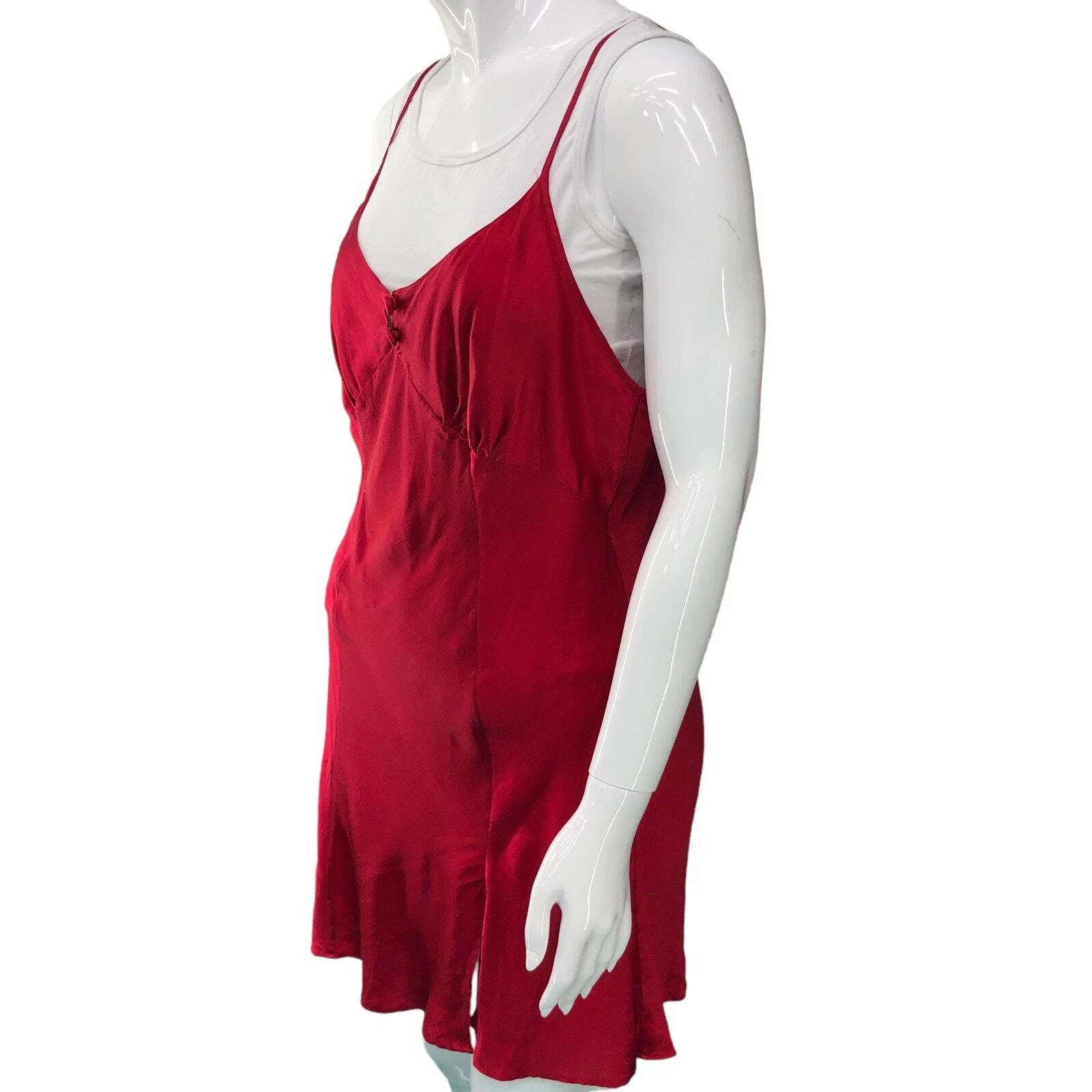 UNDERCOVER Abito Victoria Secret donna taglia M rosso slip camicia seta Y2K spalline regolabili