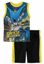 Batman Little Boys Yellow Tank Top 2pc Short Set  2T 3T 4 5 6