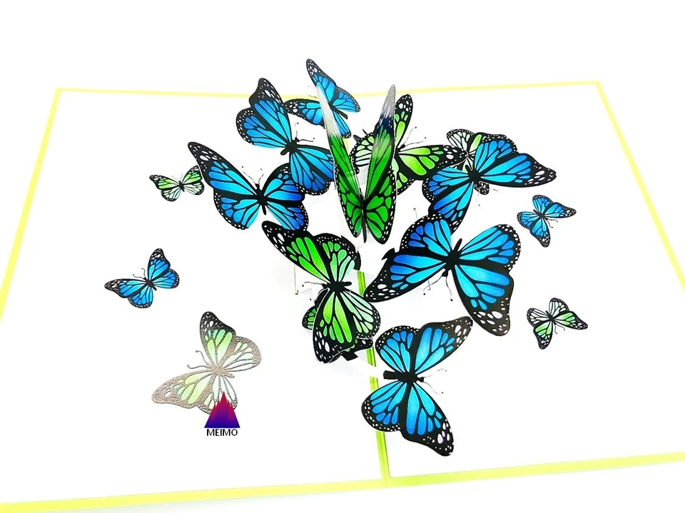 3D 弹出贺卡蝴蝶手工制作生日感谢周年纪念爱 — 第 3/4 张图片