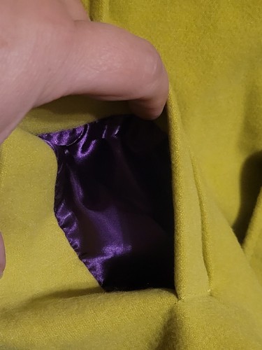 Girl's XL-16 BEAUTIFUL Lime Green Peacoat Purple Inlay w/ Belt & Pockets, New - Picture 5 of 6