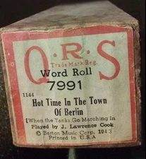 1943 QRS Word Roll #7991-1144 HOT TIME IN THE TOWN OF BERLIN J. Lawrence Cook