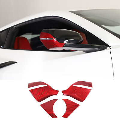 Red Real Carbon Fiber Side View Bottom Overlay Molding For Corvette C8 20-25 US