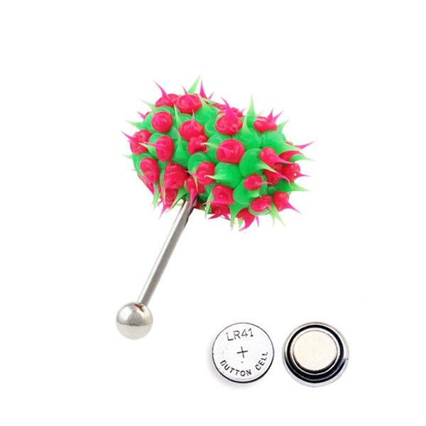 Fashion Women Men Vibrating Silicone Tongue Ring Bar Stud Piercing + 2  Batteries | eBay