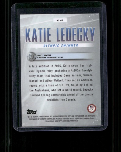 2024 Topps Chrome Olympic #KL-5 Katie Ledecky Refractor - Picture 2 of 2