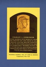 CHARLIE CHAS. GEHRINGER, Tigers ~ 1964 HOF postcard Curteichcolor GREEN ink B