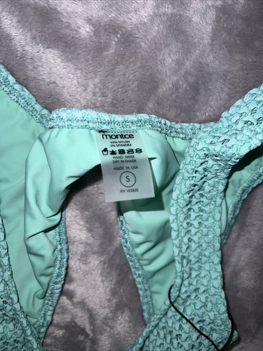SMALL Montce Swim Ky One Piece Turquoise Crochet - Picture 5 of 7