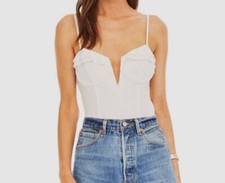  78 Astr The Label Women's Ivory Elle Ruffle Bodysuit Size L