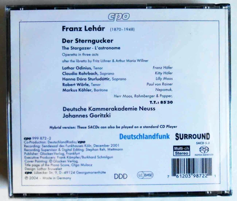 2 CD Box Lehar: Der Sterngucker (CPO) 2004 - Bild 2 von 2