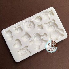 Molde de silicona temático de oso de peluche Huggin, 11 cavidades diferentes