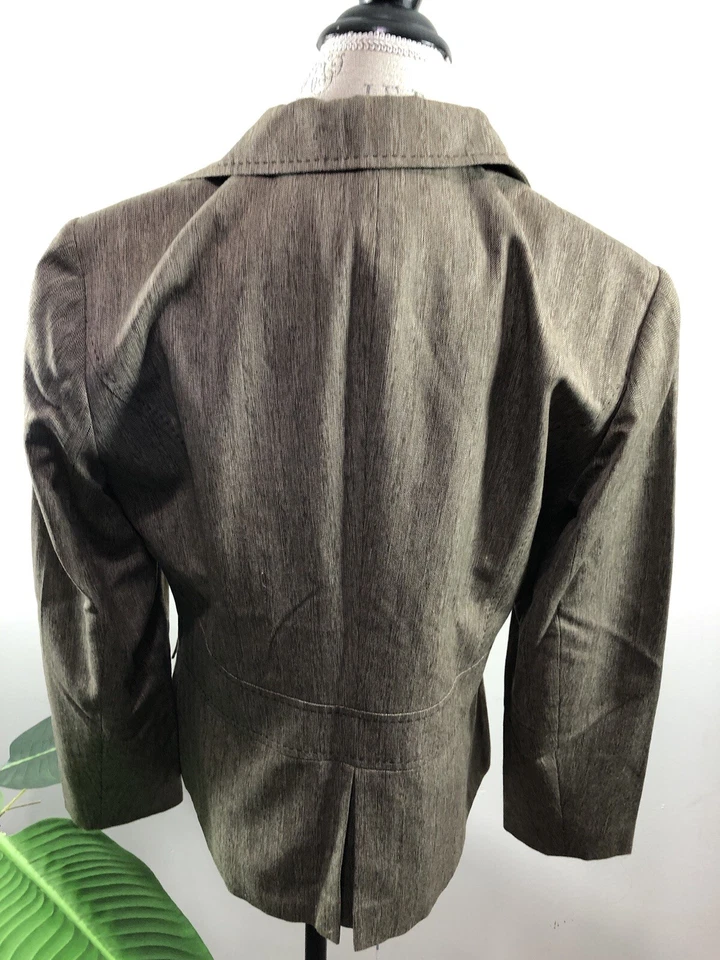 Chaqueta de traje para mujer Jones New York marrón negro talla 14 Foto 3 de 4