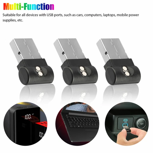 3x USB LED Car Neon Atmosphere Ambient Light Bulb Mini Lamp Interior Accessories - Picture 9 of 11