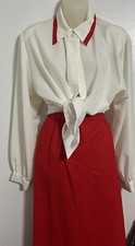 Vintage Pendleton 100 Virgin Wool Red Skirt With White Blouse Set Size 16