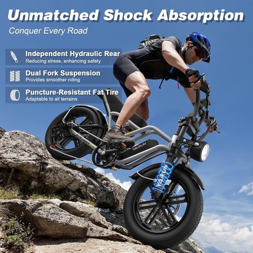 E-Bike 20'' Peak 750W E-Mountain Bike up to 65miles Fat Tire E-Bike For Adults - Picture 3 of 7