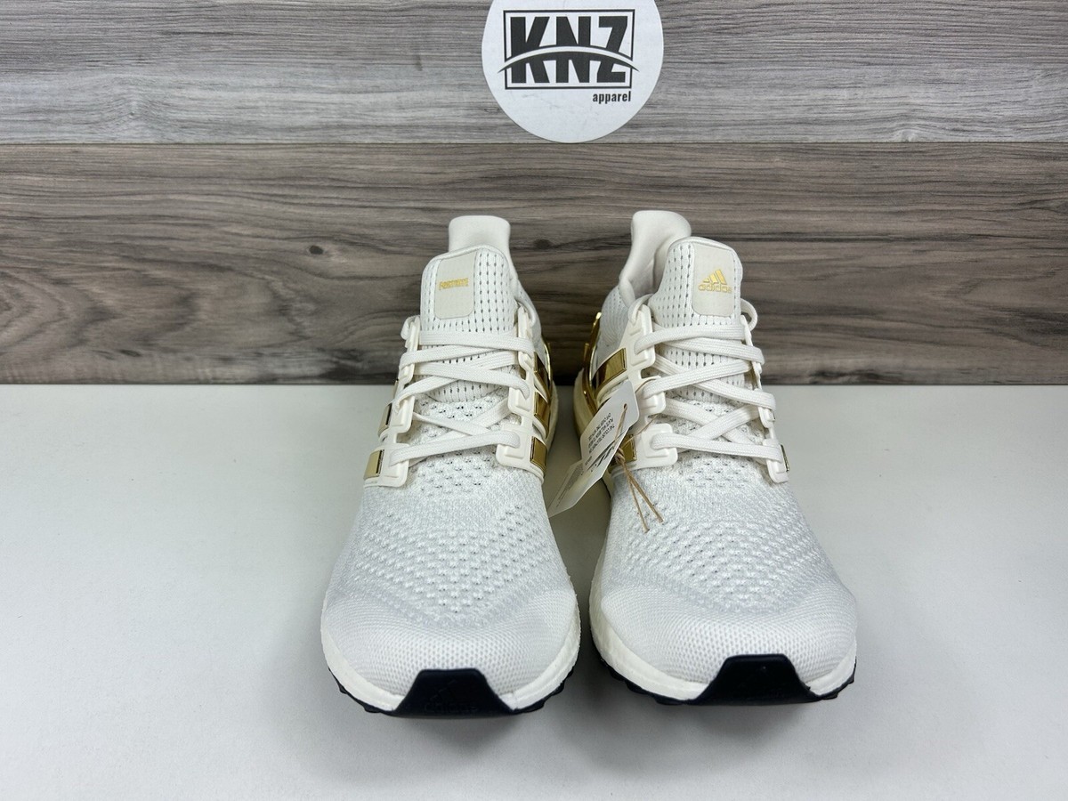 adidas Fortnite Ultra Boost Mens White and Gold Athletic Shoes Adidas Ultraboost 1.0 Fortnite Shoes - Core White • Price » main image 4