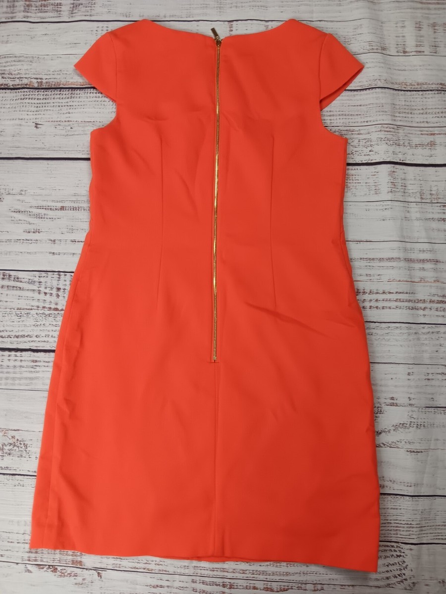 Eliza J Mini Dress Women's 4 Petite Orange Sleeveless V-Neck Zip-Up Lined |  eBay