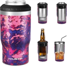 HAUSHOF Can Cooler 12oz Slim Can Cooler-4in 1 Insulated Stainless Steel BPA Free