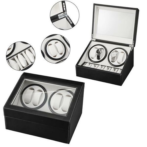 Leather Watch Winder Storage Auto Display Case Box 4 6 Automatic Rotation - Picture 2 of 11