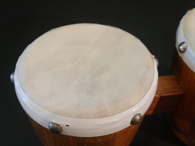 VTG Twin Double Connected Wooden Bongos Hand Drums Percussion