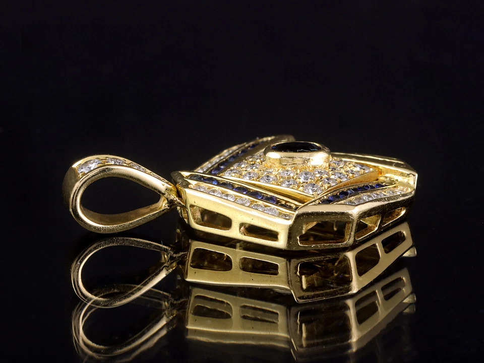 Attraktiver Saphir Brillant Anhänger ca. 1,20ct   750/- Gelbgold - Bild 3 von 4