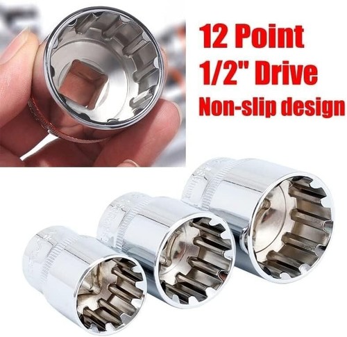 Spline Socket Set 1/2" Drive Universal Metric 8-32mm 12-point Cr-V Socket Set 19 - Picture 2 of 7