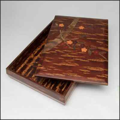 Elegant Natural Wood Box made of CHERRY BARK 7.6'' x 11'' x 2'' Japanese Craft