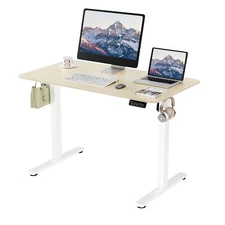 Ergomaker 43" Motor Height Adjustable Electric Standing Desk Home Office Oak New