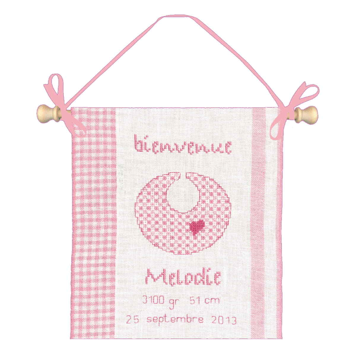 Le Bonheur des Dames counted cross stitch kit ""Welcome Birth Pink"", 20x24cm, DIY