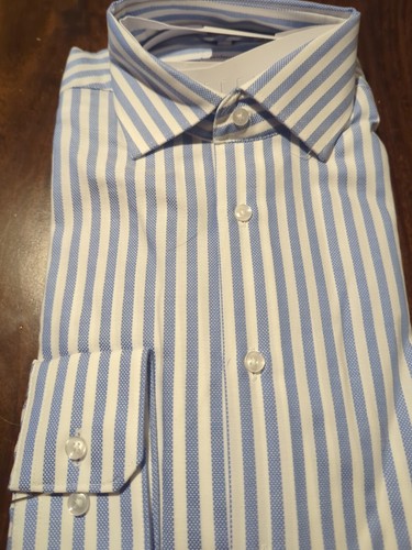 Seidensticker Mens Spkendesto Blue Shirt Size 14 1/2 Small 37 Striped Shirt - Picture 2 of 10