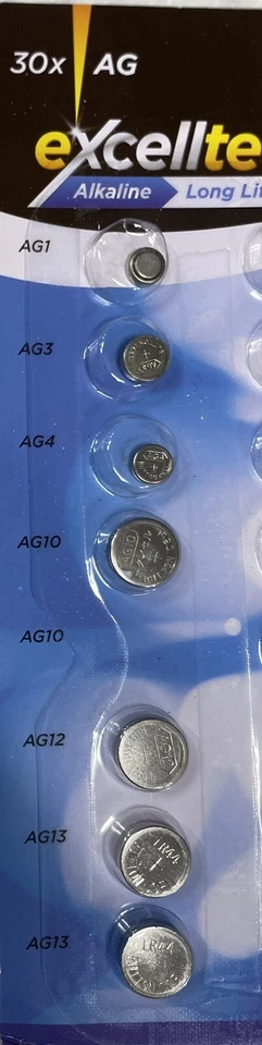 ALKALINE AG BATTERIES 30 pcs ASSORTED - Image 2 of 2