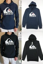 Quiksilver Hoodie Mens Brushed Cotton Black Navy Large White Graphic Sz M L XL