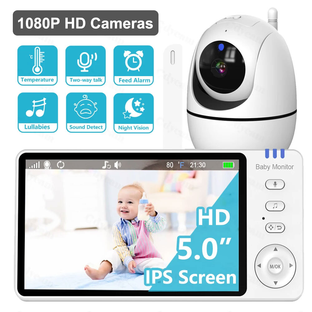 Baby Monitor With 1080P Camera 5Inch Colour Screen Two Way Talk No Internet Need-image