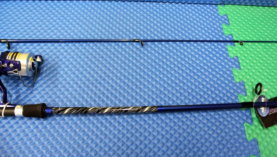 Combo giratorio Okuma Fin Chaser X 6' 0" varilla 2 piezas 30BL carrete enrollado FNX-602-30BL Foto 3 de 4