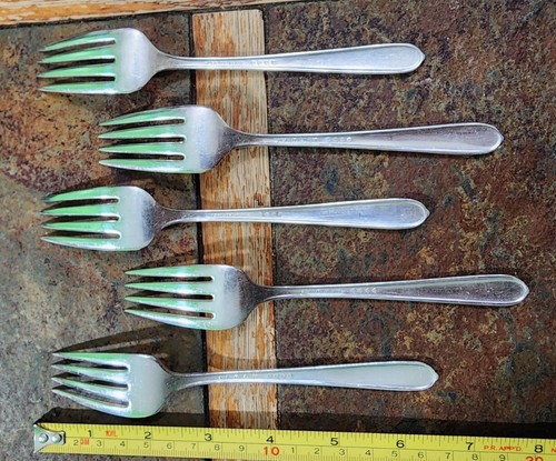 LOT OF 10 NOBILITY PLATE c1939 ROYAL ROSE🥀 PTRN SILVERPLATE "6 1/4" SALAD FORKS - Picture 16 of 24