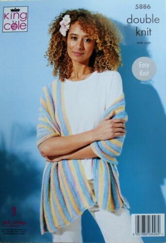KING COLE Womens Knitting Pattern Double Knit DK Ladies Wrap,Jacket 32-50in-5886 - Picture 3 of 4