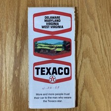 Texaco Map Delaware Maryland Virginia West Virginia Washington 1969 Gas and Oil