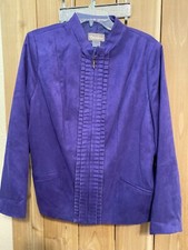 Tanjay Purple Jacket W Full Zip Front & Ruffle Size 14 Nwot