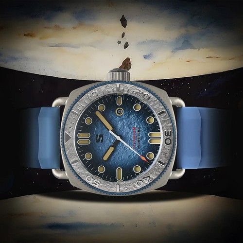 Stalingrad Defender Titanio Lunare Automatico Silicone Azzurro Orologio Uomo - Foto 3 di 8