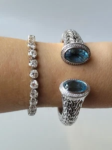 JOHN HARDY Bracelet Kick Cuff classic chain silver Blue Topaz Pave Diamonds 68g - Picture 1 of 11 JOHN HARDY Bracelet Kick Cuff classic chain silver Blue Topaz Pave Diamonds 68g - Picture 1 of 11