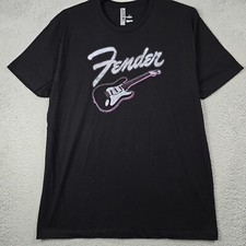 FENDER Guitar Shirt MENS Extra Large XL Black STRAT Stratocaster Patent NWd