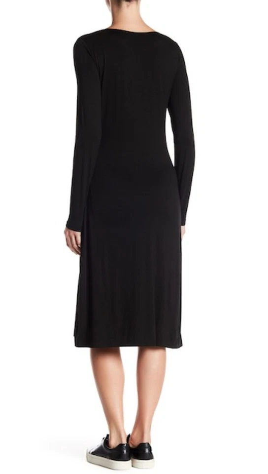 Three Dots Womens Black Whitney Long Sleeve Knit Twist Dress Size Large L133603 - Image 2 of 2