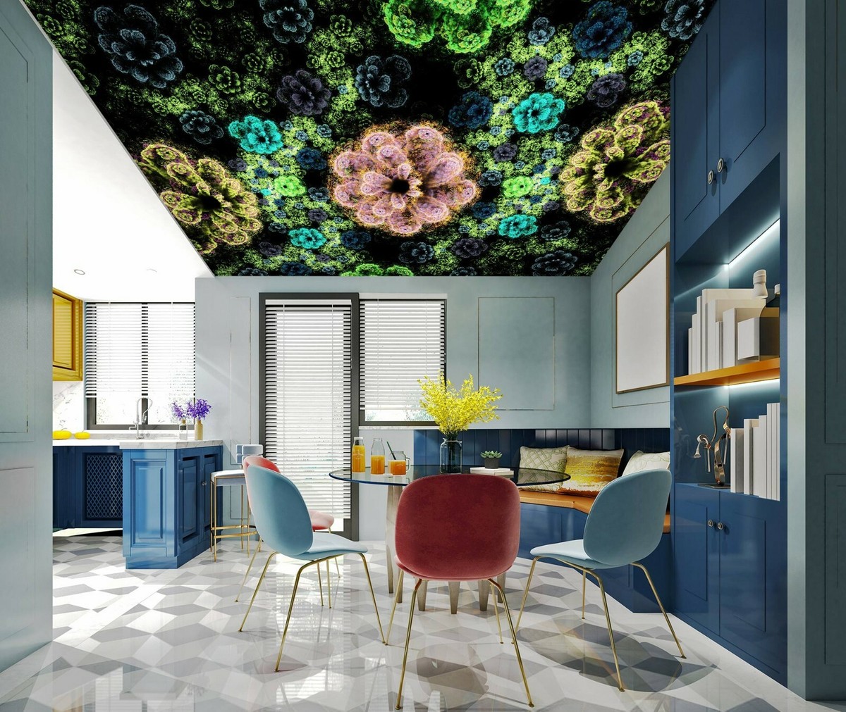 ☻ AJRページ☻ 3D Art Color Flower NA2684 Ceiling WallPaper Murals Wall Print